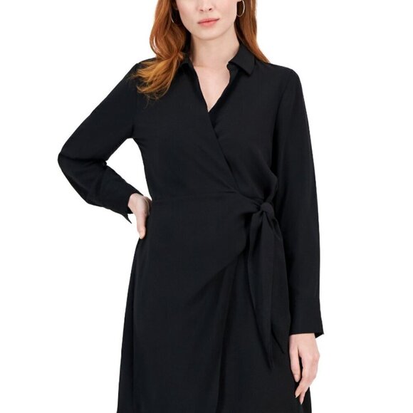 INC International Concepts Petite Long Sleeve Collared Waist Tie Dress NWT - Picture 4 of 9
